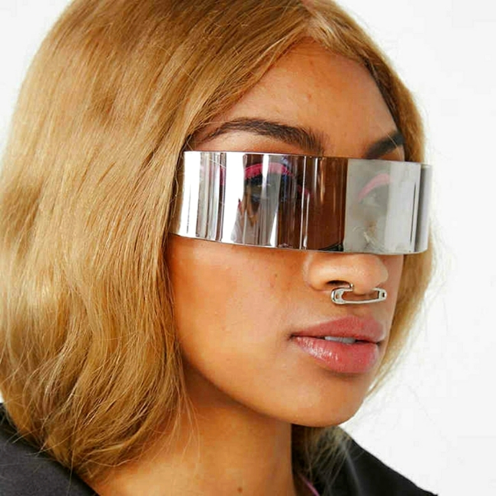 Blue Futuristic Translucent Mirrored Sunglasses